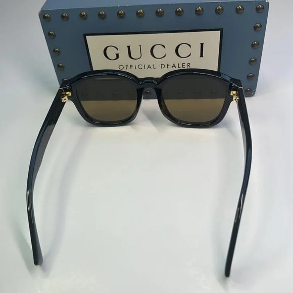 GUCCI GG1140SK-003 Unisex Classic Designer Sunglasses in Black & Gold/Brown 54mm